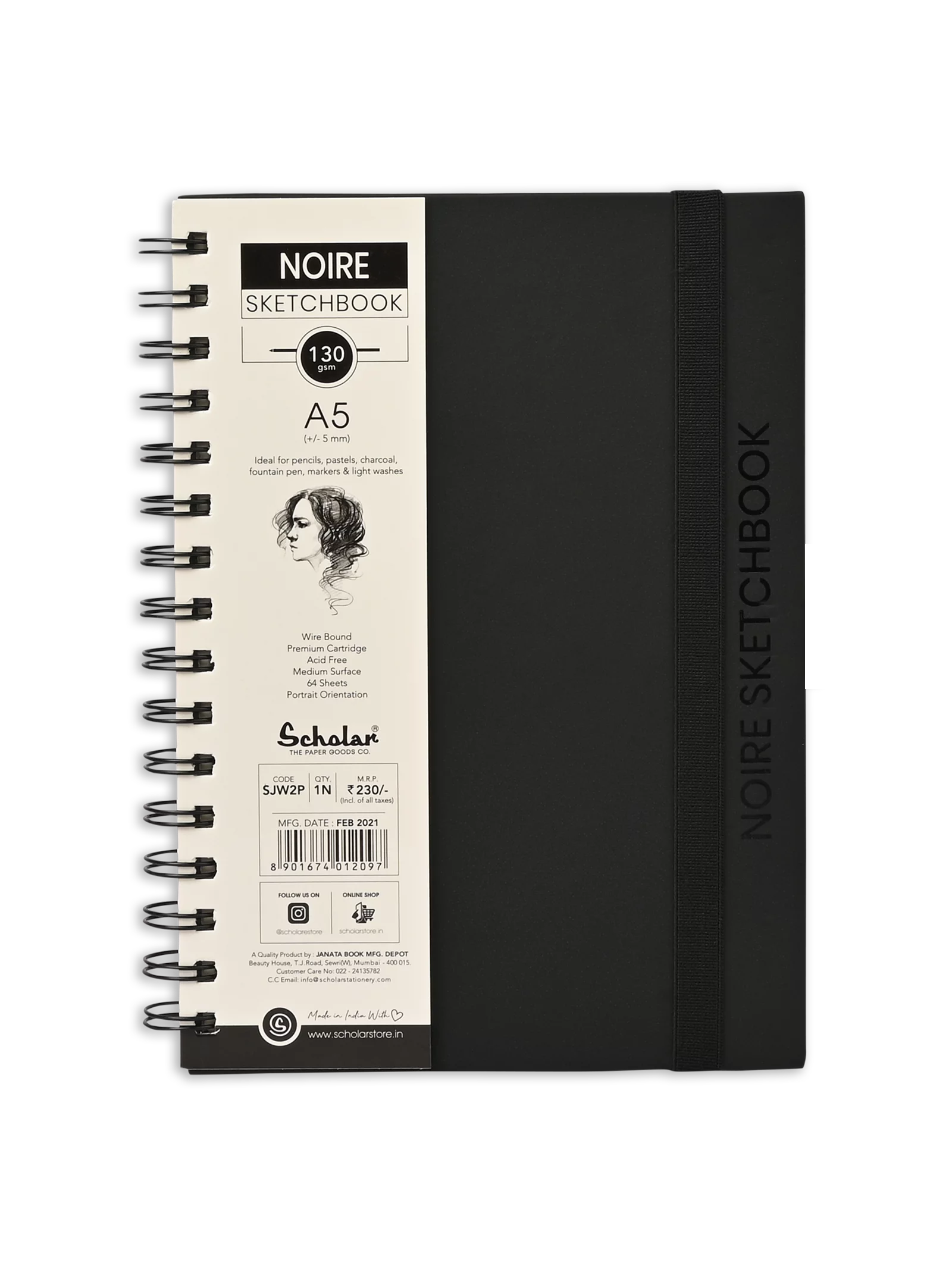 130 GSM  NOIRE SKETCH BOOK (64 SHEETS) (SJW)