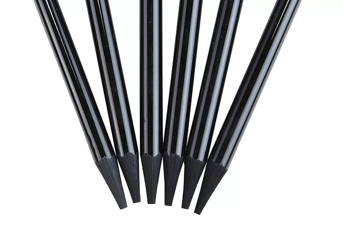 BRUSTRO WOODLESS CHARCOAL PENCIL SET OF 6 (3 SOFT, 2 MEDIUM, 1 HARD)