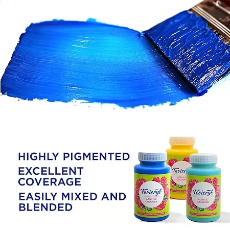 PIDILITE FEVICRYL ACRYLIC COLOUR (500ML) FOR ART AND CRAFT PAINT, CANVAS, WOOD, LEATHER, EARTHENWARE, METAL