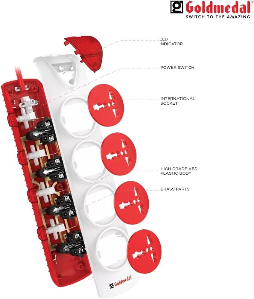 GOLD MEDAL POWER STRIP 4 OUTLET SOCKET ADAPTER 4 * 1