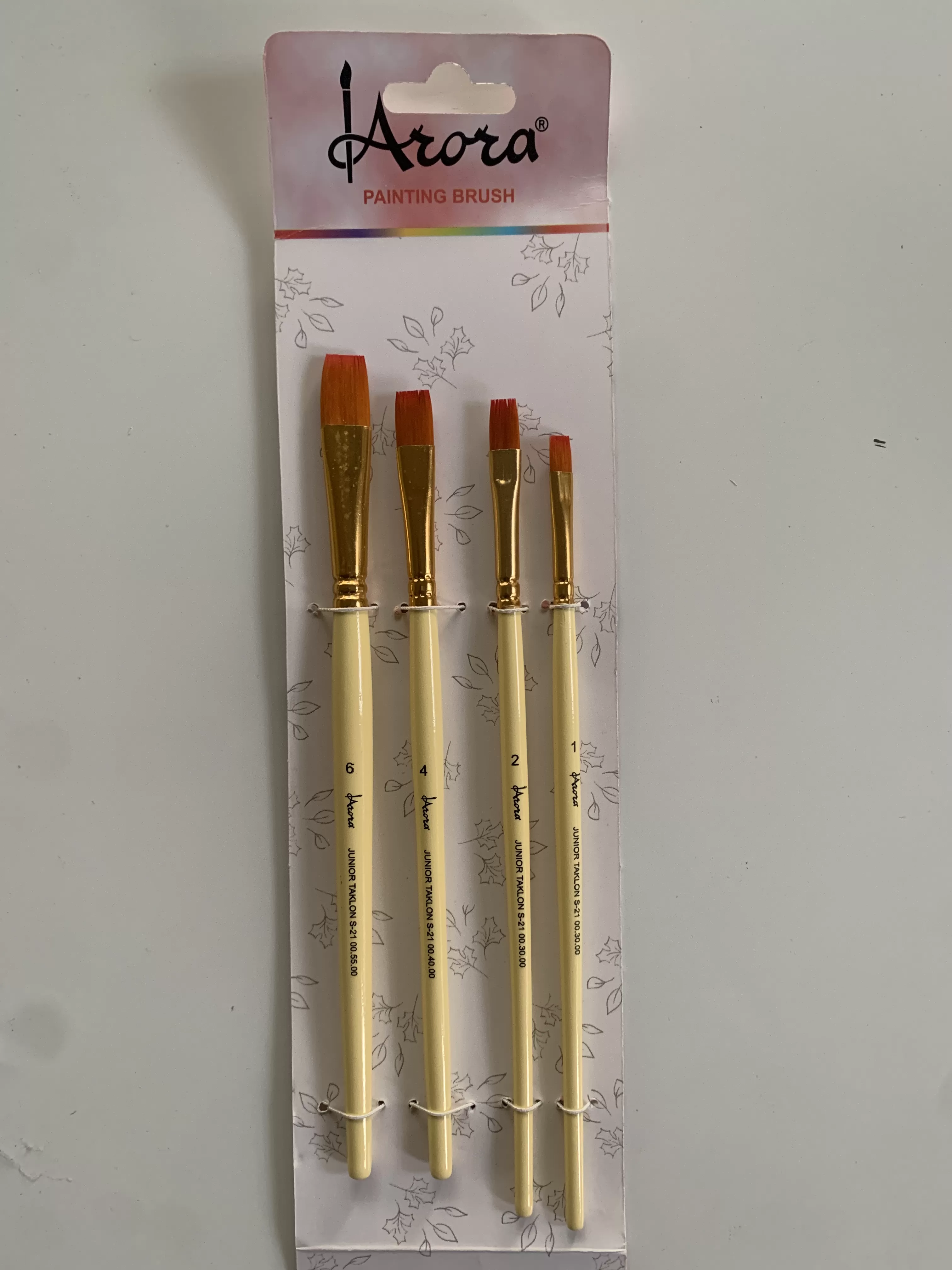 ARORA BRUSH FLAT SET OF 4 FOR WATER COLOUR , ACRYLIC