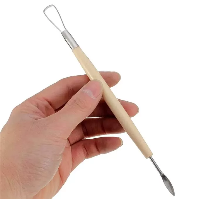 11 PCS CERAMIC WOODEN HANDLE PROFESSIONAL TOOLS KIT FOR CLAY POTTERY, SCULPTING, SCRAPING, CUTTING, FINE DETAILING, SMOOTHENING, SHAPING AND TRIMMING