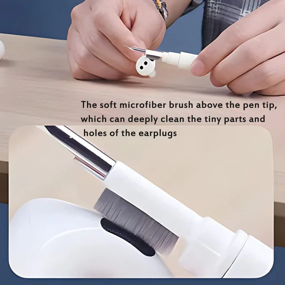 3 IN 1 EARBUDS CLEANING PEN FOR CLEANING OF EAR BUDS AND EAR PHONES EASILY WITHOUT HAVING ANY DAMAGE.